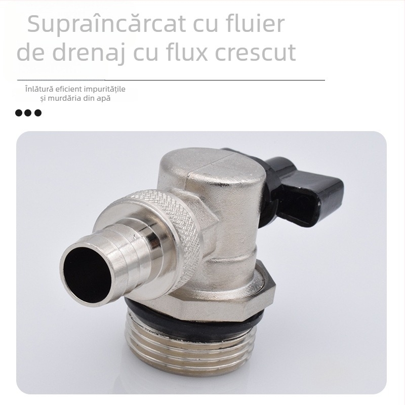 Robinet de drenaj pentru încălzire prin podea geotermală; corp din cupru solid; construcție integral din cupru; pentru drenaj