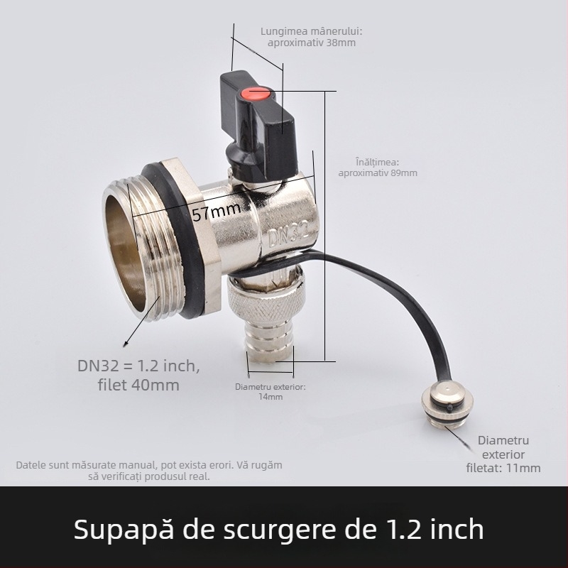 Robinet de drenaj pentru încălzire prin podea geotermală; corp din cupru solid; construcție integral din cupru; pentru drenaj