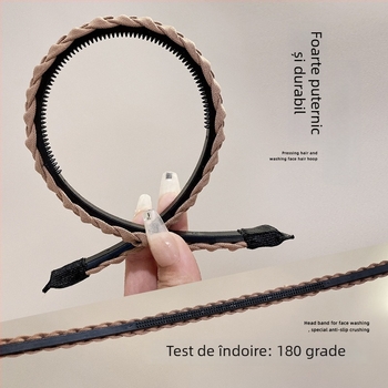 Bandă de păr din material textil pentru spălarea feței, lucrată manual, stil coreean, anti-alunecare cu dinți, pentru femei