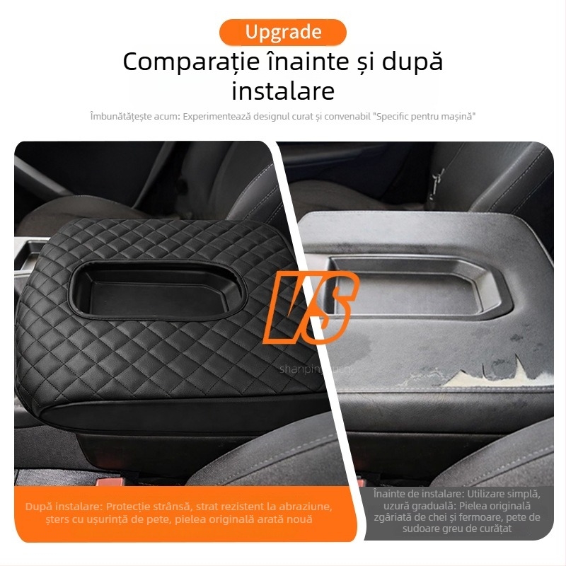 Acoperire din piele pentru suportul de braț auto, specifică vehiculului, cu opțiune de personalizare — SKU WL202407244029