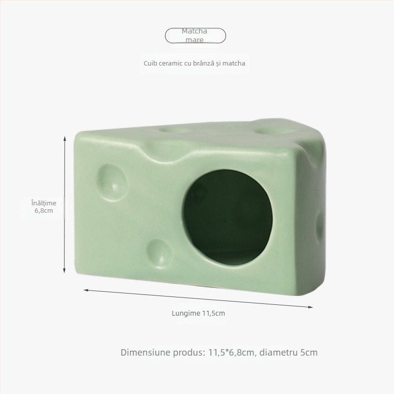 Cuib ceramic pentru hamster, în formă de burger cu brânză, pentru răcorire vara (Material: ceramică; Formă: burger cu brânză; Sezon: vară; Stil: desen animat; Utilizare: interior)