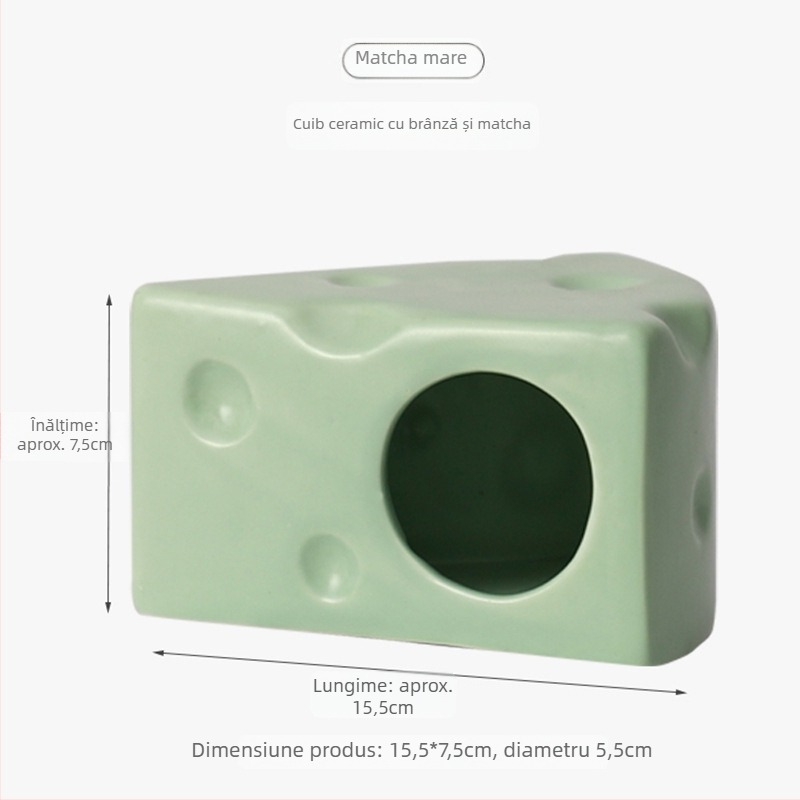 Cuib ceramic pentru hamster, în formă de burger cu brânză, pentru răcorire vara (Material: ceramică; Formă: burger cu brânză; Sezon: vară; Stil: desen animat; Utilizare: interior)