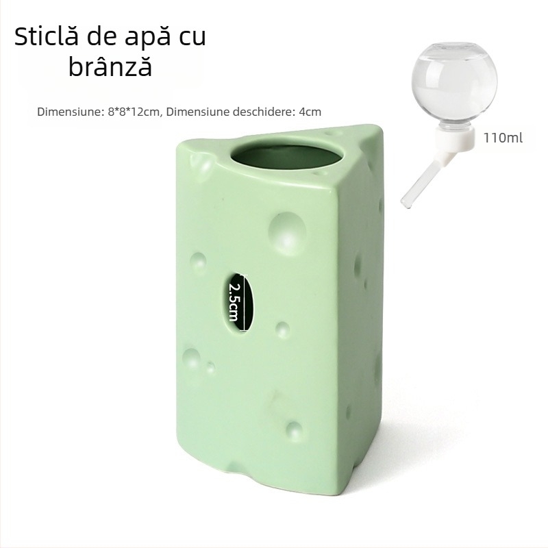 Cuib ceramic pentru hamster, în formă de burger cu brânză, pentru răcorire vara (Material: ceramică; Formă: burger cu brânză; Sezon: vară; Stil: desen animat; Utilizare: interior)