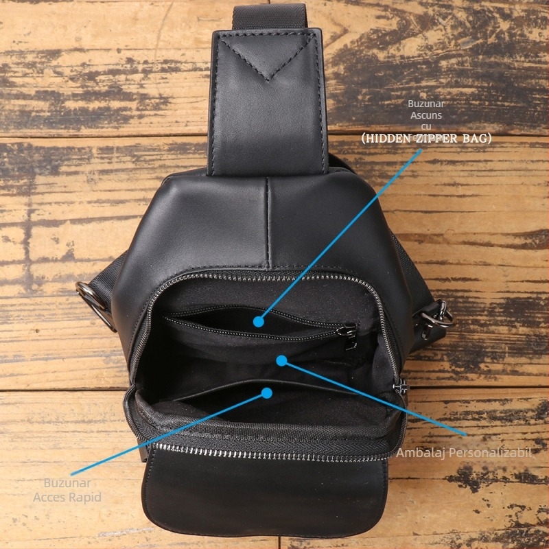 Geantă crossbody pentru bărbați din piele naturală, piele Top Grain Cowhide, extensibilă, stil urban minimalist