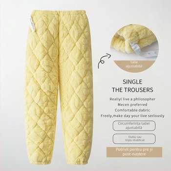 Pantaloni de somn pentru gravide, cu umplutură din bumbac de trei straturi, extra groși, lungi, din bumbac aer, calzi, iarnă