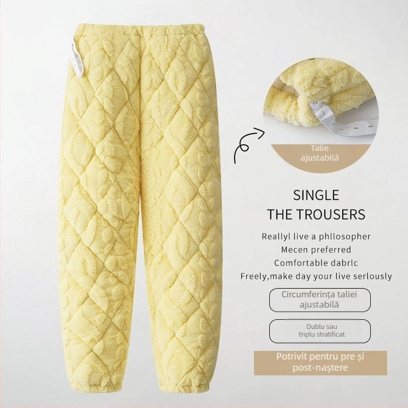 Pantaloni de somn pentru gravide, cu umplutură din bumbac de trei straturi, extra groși, lungi, din bumbac aer, calzi, iarnă