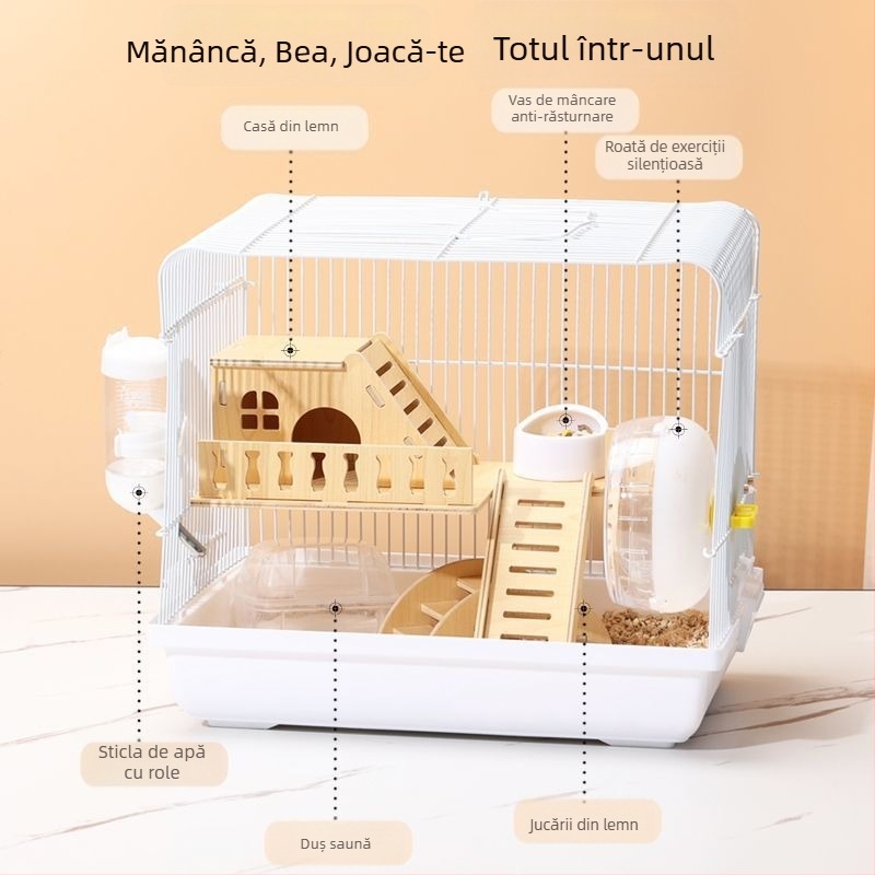 Cușcă pentru hamster – casă mică de lux, din plastic, sigură la mestecat, set de bază