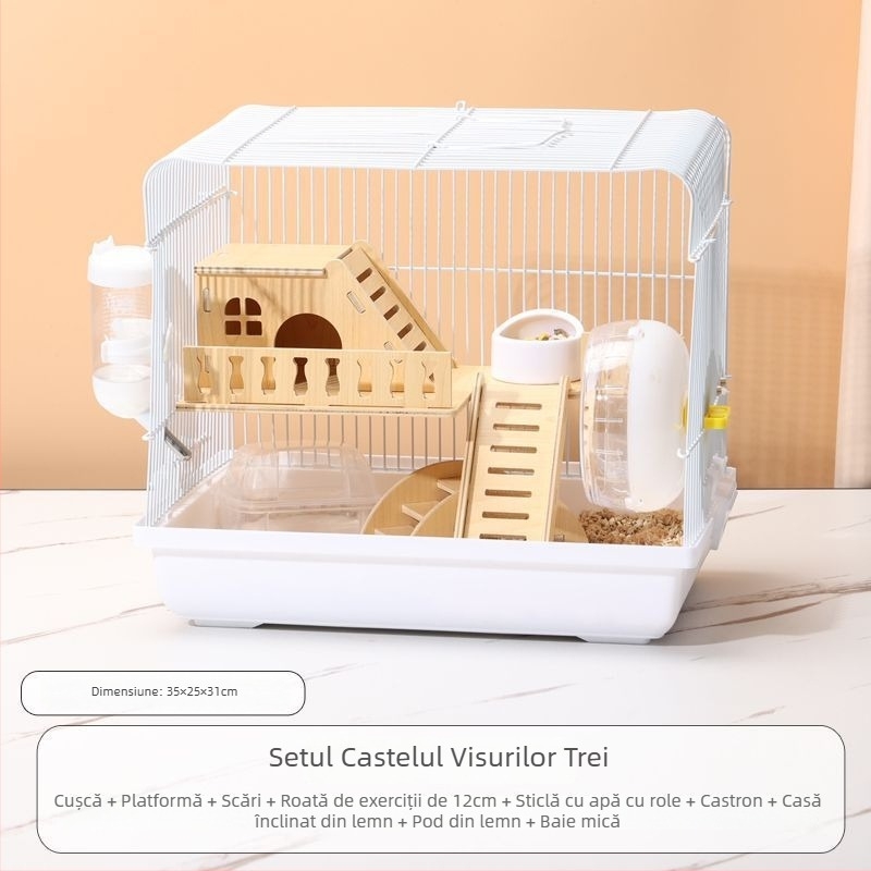 Cușcă pentru hamster – casă mică de lux, din plastic, sigură la mestecat, set de bază