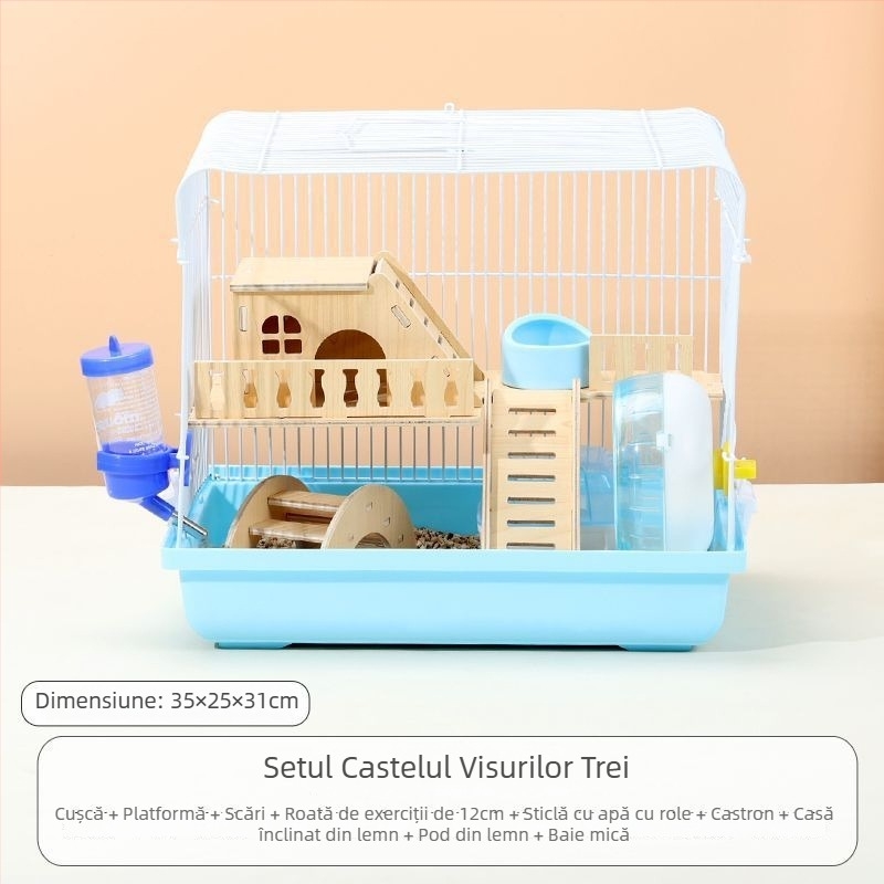 Cușcă pentru hamster – casă mică de lux, din plastic, sigură la mestecat, set de bază