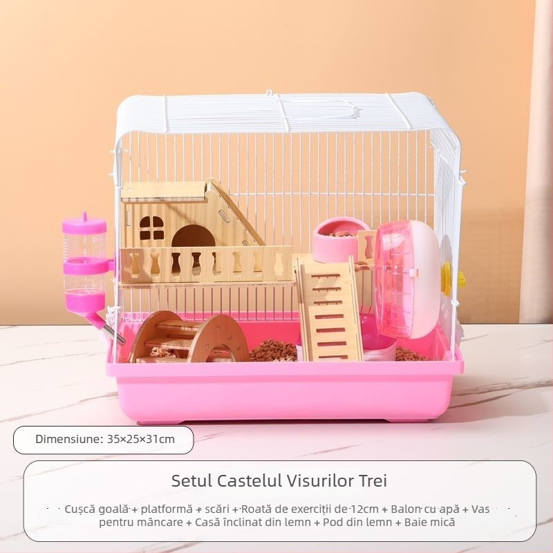 Cușcă pentru hamster – casă mică de lux, din plastic, sigură la mestecat, set de bază