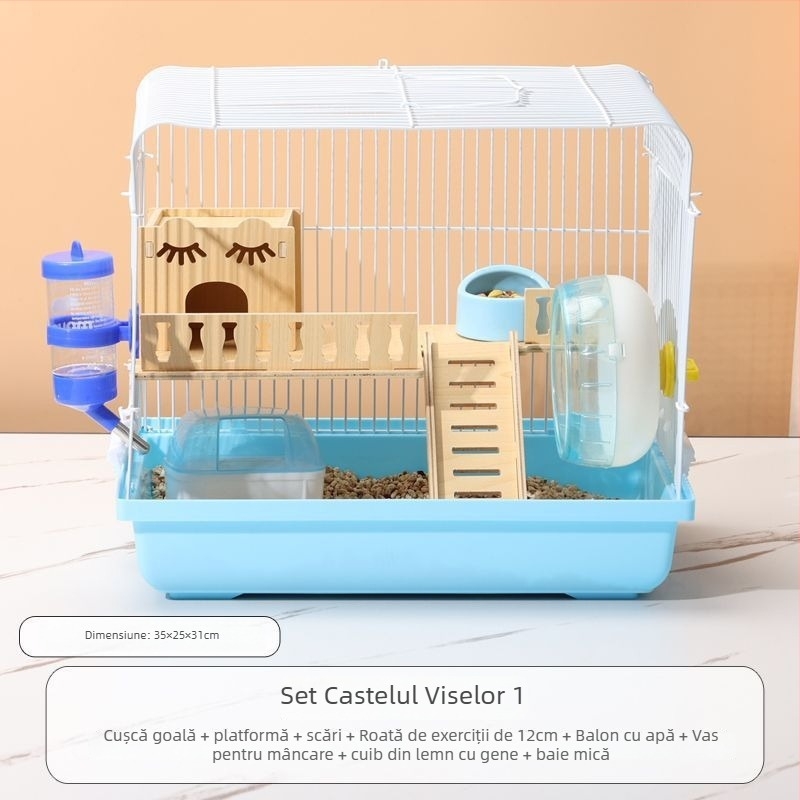 Cușcă pentru hamster – casă mică de lux, din plastic, sigură la mestecat, set de bază