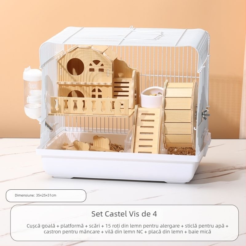 Cușcă pentru hamster – casă mică de lux, din plastic, sigură la mestecat, set de bază