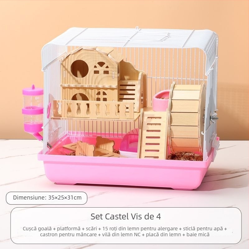 Cușcă pentru hamster – casă mică de lux, din plastic, sigură la mestecat, set de bază