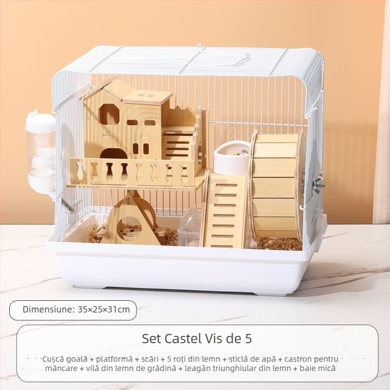 Cușcă pentru hamster – casă mică de lux, din plastic, sigură la mestecat, set de bază