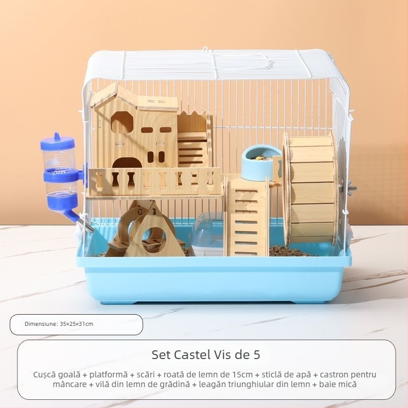 Cușcă pentru hamster – casă mică de lux, din plastic, sigură la mestecat, set de bază