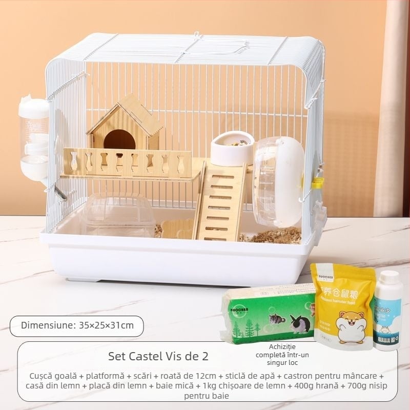 Cușcă pentru hamster – casă mică de lux, din plastic, sigură la mestecat, set de bază