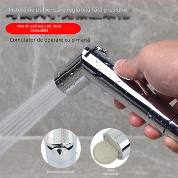 Duș pentru toaletă cu flux reglabil, ABS, conectare în patru puncte, finisaj cromat, portabil