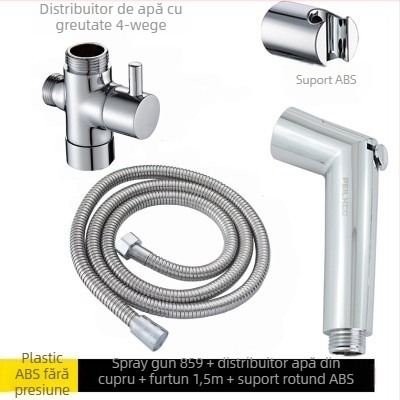 Duș pentru toaletă cu flux reglabil, ABS, conectare în patru puncte, finisaj cromat, portabil