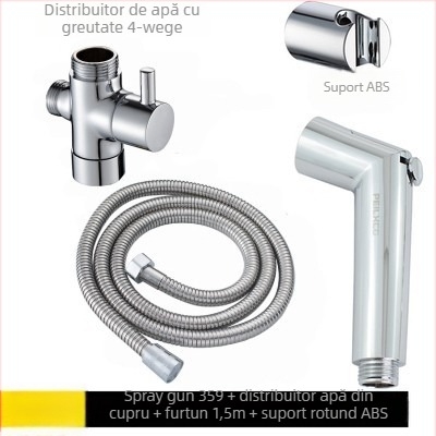 Duș pentru toaletă cu flux reglabil, ABS, conectare în patru puncte, finisaj cromat, portabil