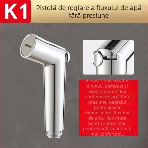 Duș pentru toaletă cu flux reglabil, ABS, conectare în patru puncte, finisaj cromat, portabil