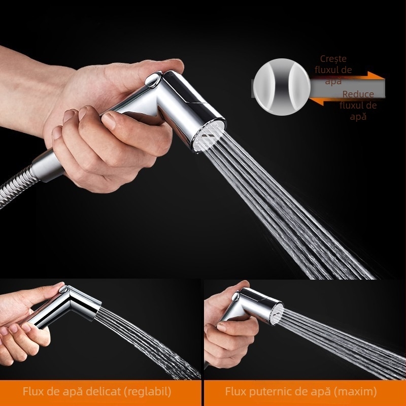 Duș pentru toaletă cu flux reglabil, ABS, conectare în patru puncte, finisaj cromat, portabil