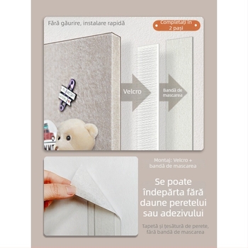 Panou de perete din fetru cu cârlige și placă de plută — 2 secțiuni, model geometric, decor decorativ 3D pentru perete