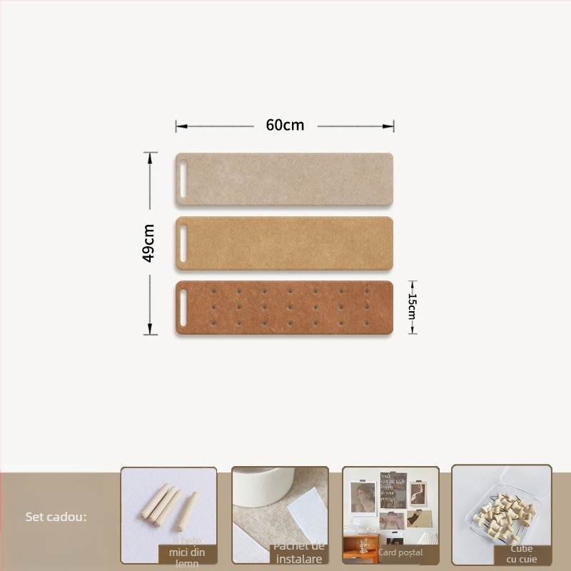 Panou de perete din fetru cu cârlige și placă de plută — 2 secțiuni, model geometric, decor decorativ 3D pentru perete