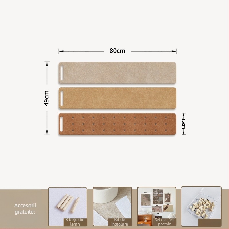 Panou de perete din fetru cu cârlige și placă de plută — 2 secțiuni, model geometric, decor decorativ 3D pentru perete