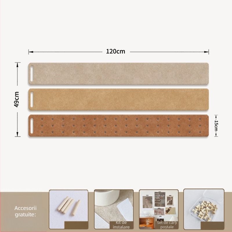 Panou de perete din fetru cu cârlige și placă de plută — 2 secțiuni, model geometric, decor decorativ 3D pentru perete