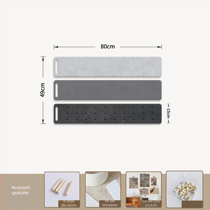 Panou de perete din fetru cu cârlige și placă de plută — 2 secțiuni, model geometric, decor decorativ 3D pentru perete