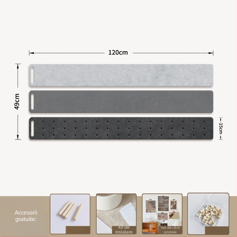 Panou de perete din fetru cu cârlige și placă de plută — 2 secțiuni, model geometric, decor decorativ 3D pentru perete