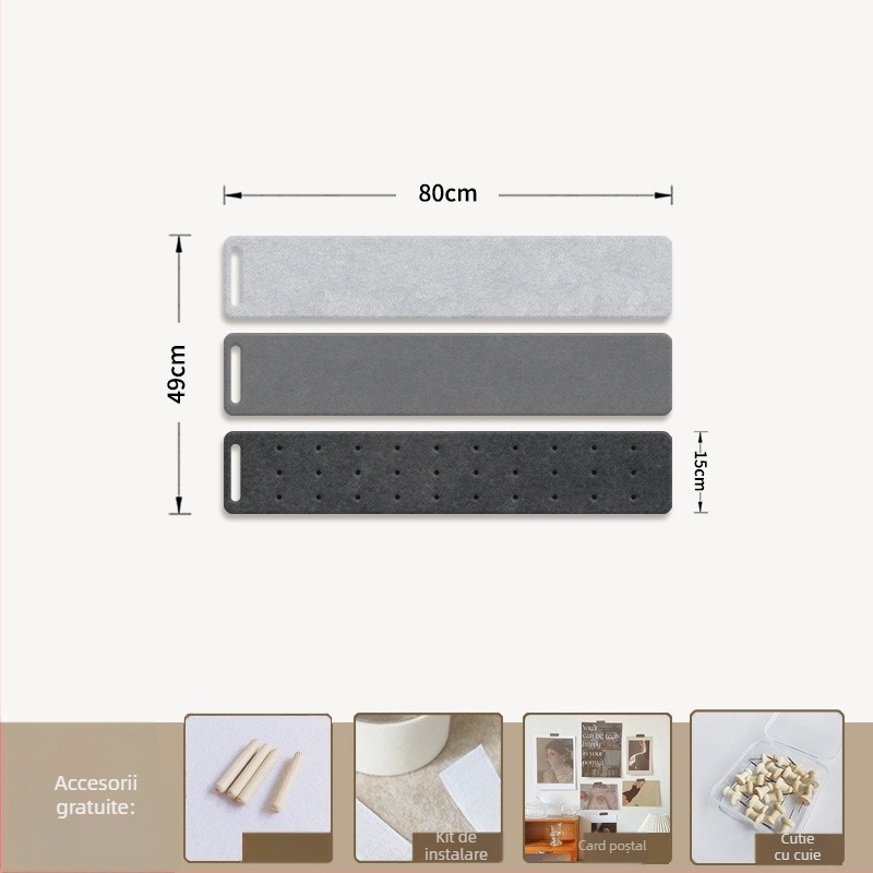 Panou de perete din fetru cu cârlige și placă de plută — 2 secțiuni, model geometric, decor decorativ 3D pentru perete