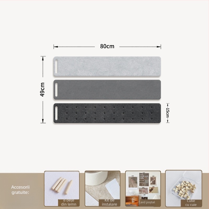 Panou de perete din fetru cu cârlige și placă de plută — 2 secțiuni, model geometric, decor decorativ 3D pentru perete