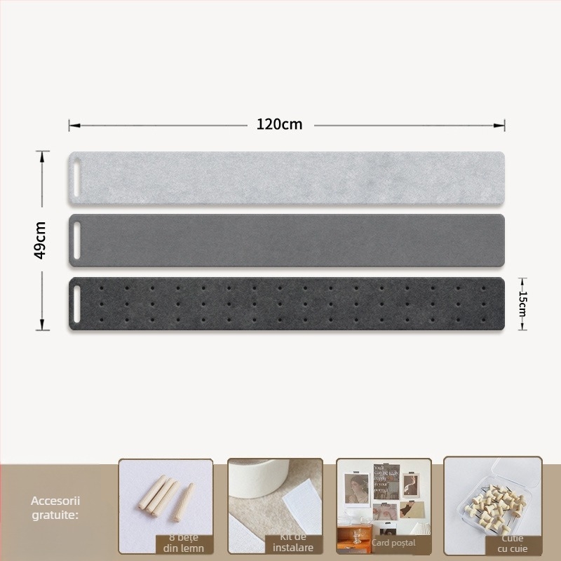 Panou de perete din fetru cu cârlige și placă de plută — 2 secțiuni, model geometric, decor decorativ 3D pentru perete