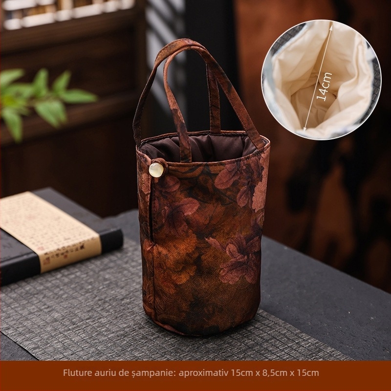 Set Gongfu pentru ceai cu ceainic și ceașcă în geantă de pânză — stil modern minimalist, pentru uz acasă și în călătorii