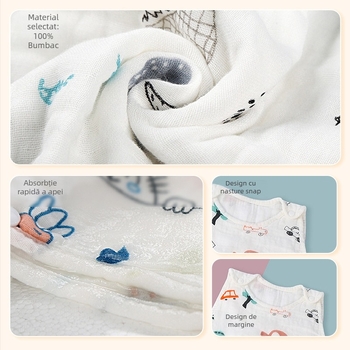 Sac de dormit pentru sugari și copii, model desen animat, stil vestă, toate sezoanele (Material: bumbac 100%; căptușeală: bumbac 100%; umplutură: bumbac 100%)