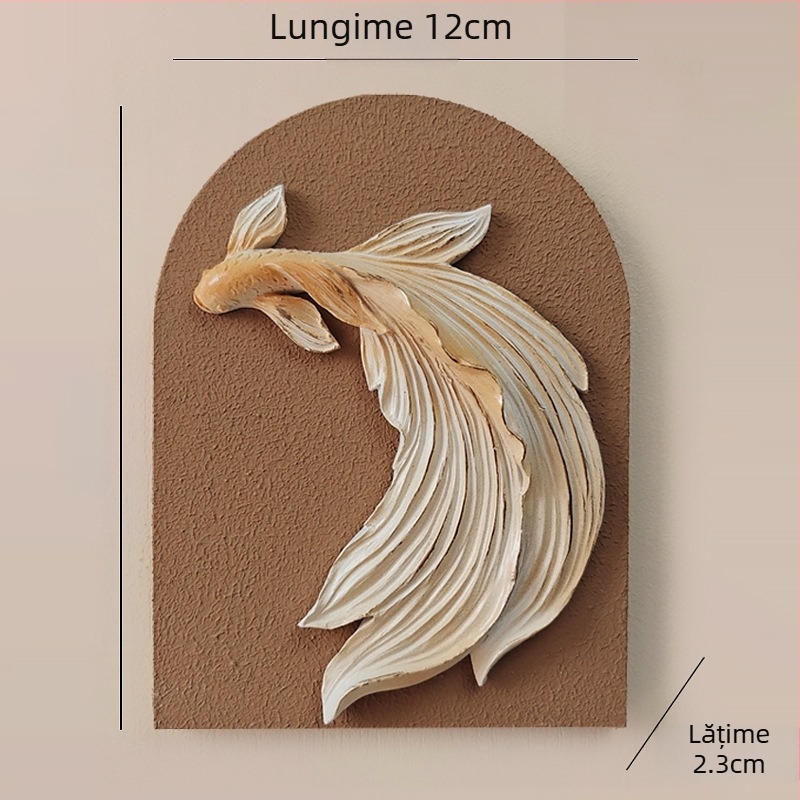 Sticker decorativ de perete 3D – 1 bucată, din rășină și placă de lemn, motiv plante și flori, stil modern minimalist, design tridimensional