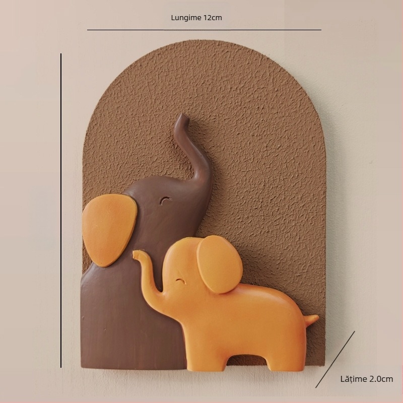 Sticker decorativ de perete 3D – 1 bucată, din rășină și placă de lemn, motiv plante și flori, stil modern minimalist, design tridimensional