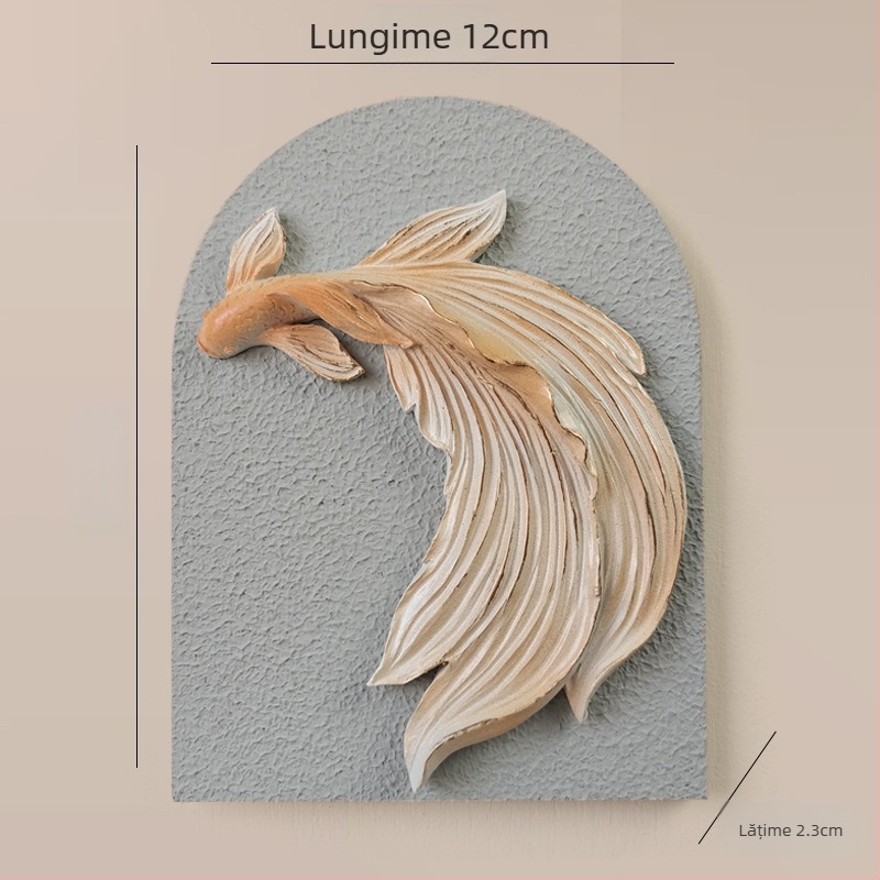 Sticker decorativ de perete 3D – 1 bucată, din rășină și placă de lemn, motiv plante și flori, stil modern minimalist, design tridimensional