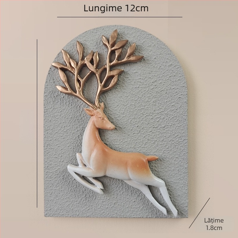 Sticker decorativ de perete 3D – 1 bucată, din rășină și placă de lemn, motiv plante și flori, stil modern minimalist, design tridimensional