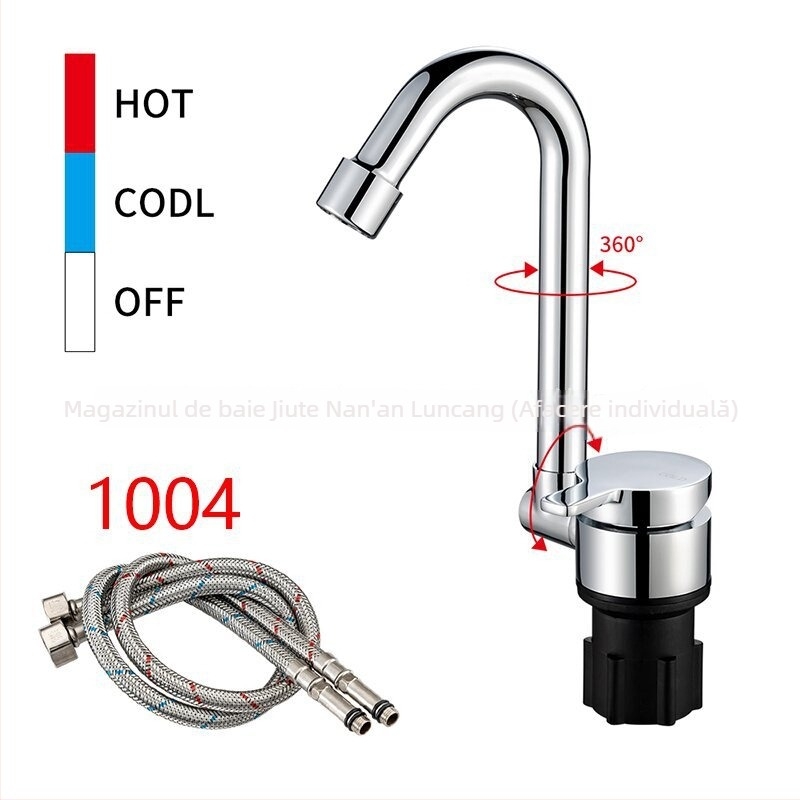 Robinet de bucătărie pliabil cu disc ceramic, corp din cupru, montaj pe perete, 0–90°C, 0.6–1.0 MPa