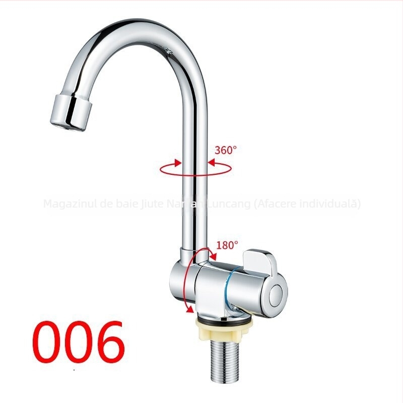 Robinet de bucătărie pliabil cu disc ceramic, corp din cupru, montaj pe perete, 0–90°C, 0.6–1.0 MPa