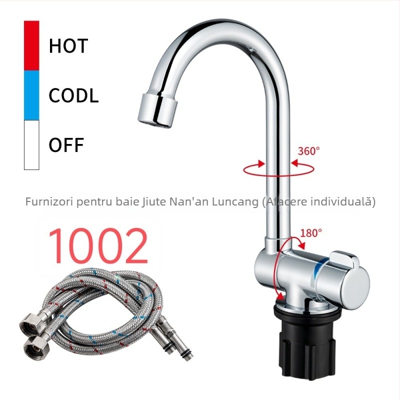 Robinet de bucătărie pliabil cu disc ceramic, corp din cupru, montaj pe perete, 0–90°C, 0.6–1.0 MPa