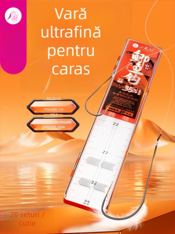 Little Fengxian Cârlig Dublu cu Linie Subțire pentru Pescuit în Râu, 20 Perechi în Cutie