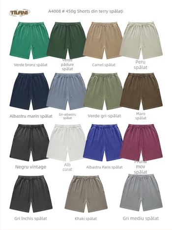 Șorturi unisex din bumbac, cu șnur, croială lejeră, micro-elastic, stil casual de stradă pentru purtare zilnică