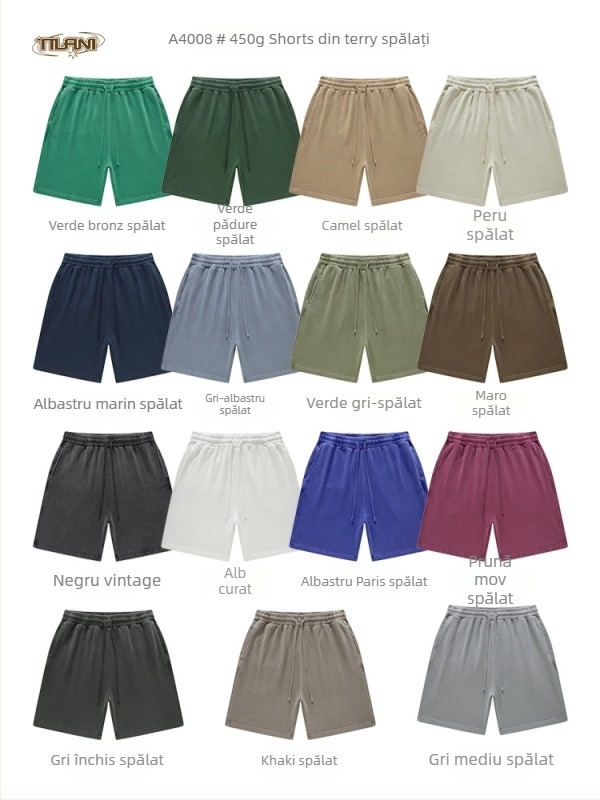 Șorturi unisex din bumbac, cu șnur, croială lejeră, micro-elastic, stil casual de stradă pentru purtare zilnică