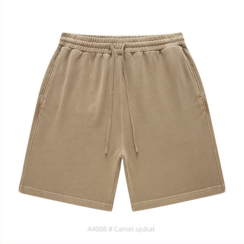 Șorturi unisex din bumbac, cu șnur, croială lejeră, micro-elastic, stil casual de stradă pentru purtare zilnică