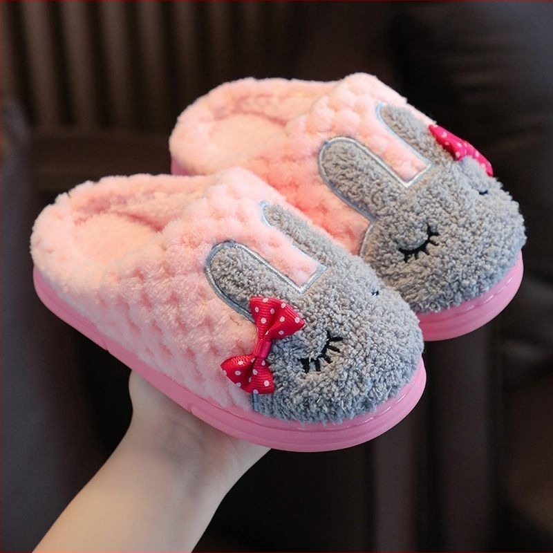 Papuci de interior pentru copii din bumbac, talpă moale din TPR, parte superioară din bumbac, model cu desene animate, pentru copii 1–3 ani