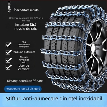 Lanț de zăpadă din oțel, anti-derapare - universal pentru mașini, pickupuri, SUV-uri, vanuri și vehicule off-road