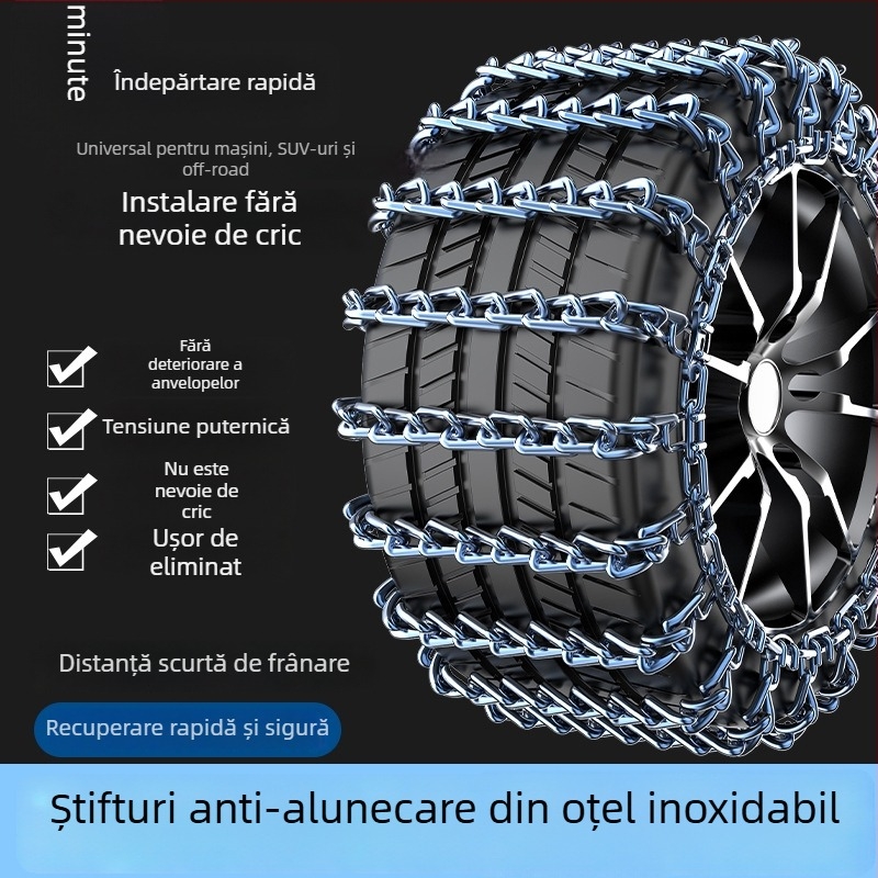 Lanț de zăpadă din oțel, anti-derapare - universal pentru mașini, pickupuri, SUV-uri, vanuri și vehicule off-road